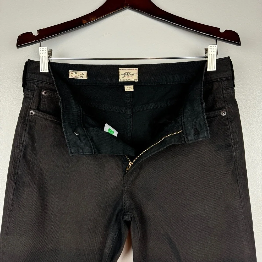 J. Crew Men's 770 Straight Fit Garment Dyed Five Pocket Jeans Black Size 30x32